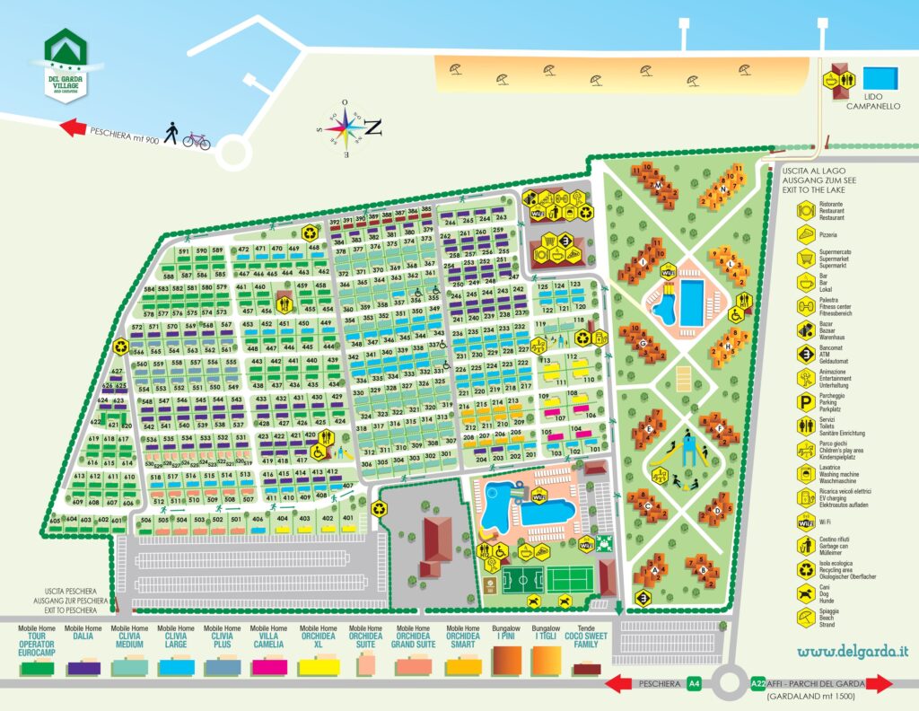 Kaart en plattegrond van Camping Del Garda Village