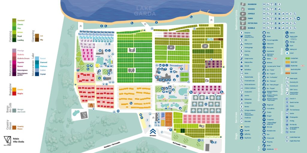 plattegrond van camping piani di clodia