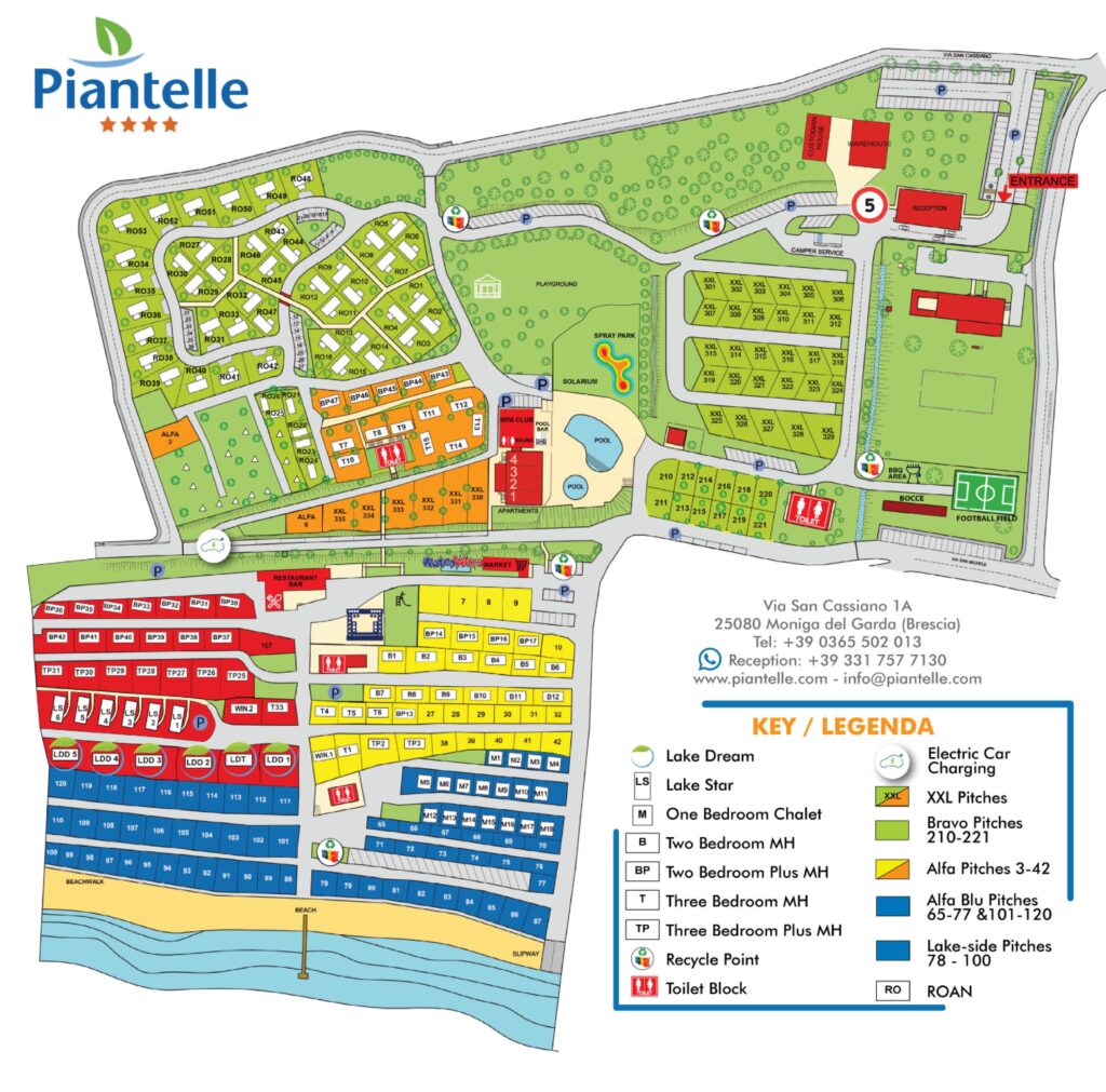Kaart en plattegrond van Camping Piantelle