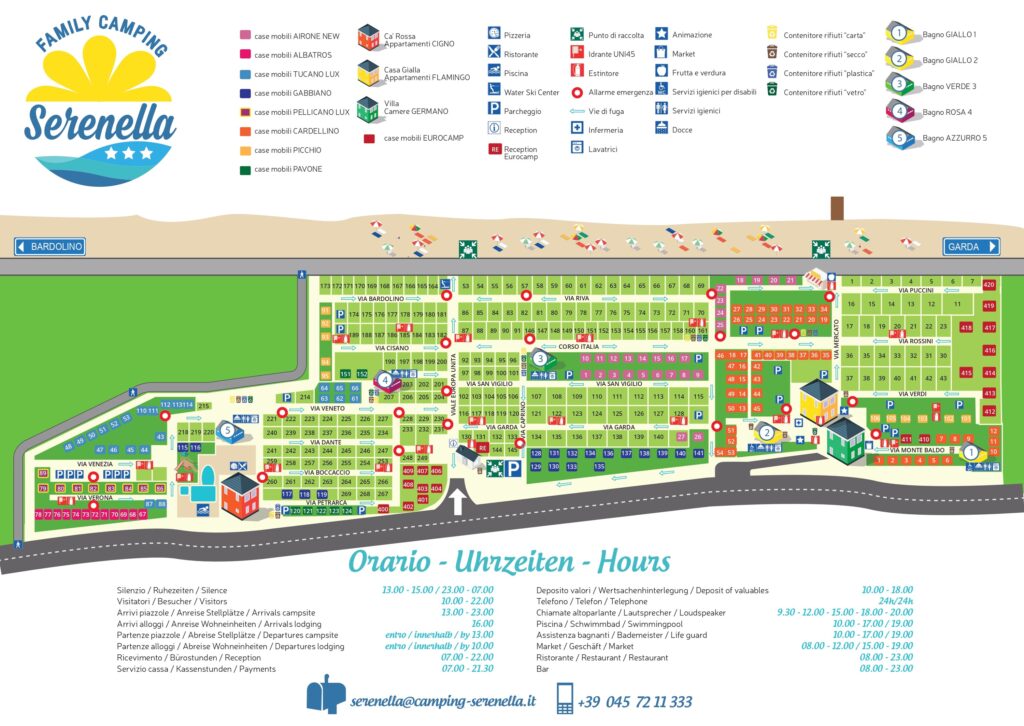 Kaart en plattegrond van Camping Serenella