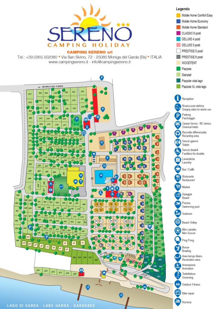 Kaart en plattegrond van Camping Sereno Holiday