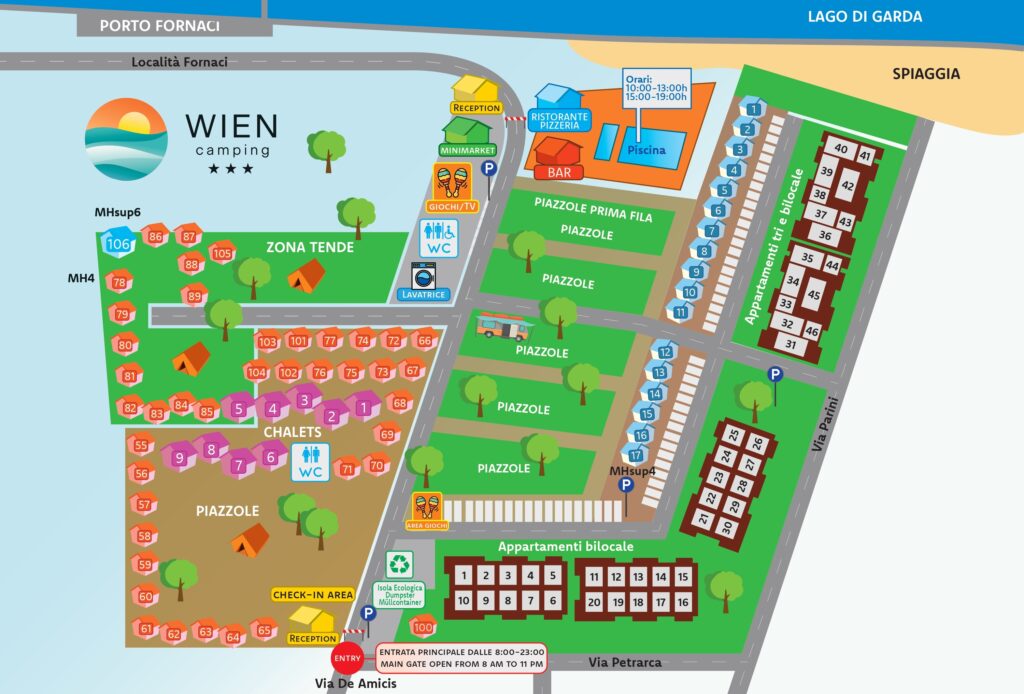 Kaart en plattegrond van Camping Wien
