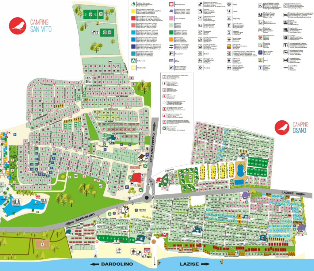 Kaart en plattegrond van Camping Cisano San Vito