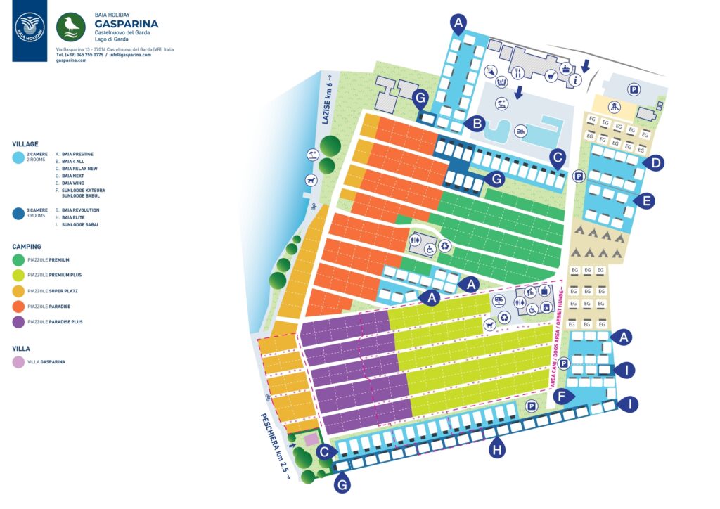 Kaart en plattegrond van Camping Gasparina